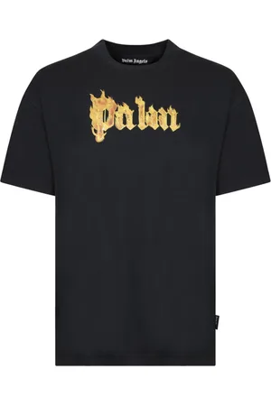 Palm Angels Top, Herre, Sort, S, Bomuld, Sort Logo Print T-shirt