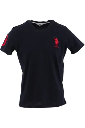 U.S. Polo Assn. Top, Herre, Blå, 2XL, Bomuld, Blå Bomuldsskjorte med Broderi