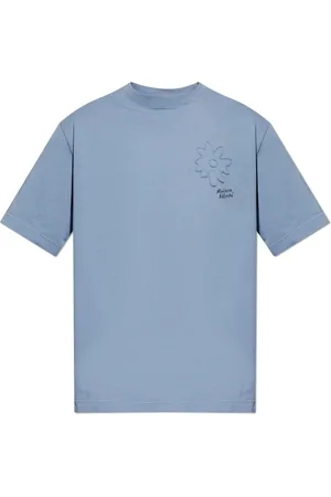 Maison Kitsuné Top, Herre, Blå, S, Bomuld, T-shirt med broderet logo