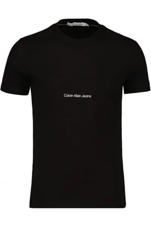 Calvin Klein Top, Herre, Sort, S, Sort Institutionel Tee med Hvidt Logo
