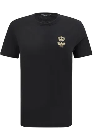 Dolce & Gabbana Top, Herre, Sort, 2XL, Bomuld, Broderet Bi T-Shirt