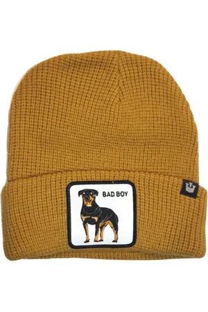 Goorin Bros. Tilbehør, Dame, Gul, ONE SIZE, Uld, Animal Farm Beanie Hat med Front Patch