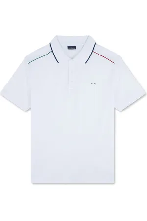 Paul & Shark Top, Herre, Hvid, M, Bomuld, Tricolor Fin Piqué Bomuld Polo Shirt