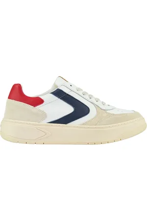 Valsport 1920 Sko, Herre, Flerfarvet, 43 EU, Læder, Hvid læder sneaker med røde og blå detaljer