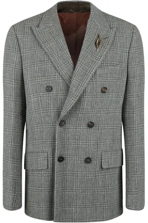 Golden Goose Jakke, Herre, Grå, XL, Uld, Grå Dobbeltbrystet Blazer