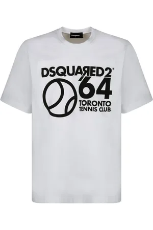 Dsquared2 Top, Herre, Hvid, XL, Bomuld, Tennis Club T-Shirt Hvid Bomuld