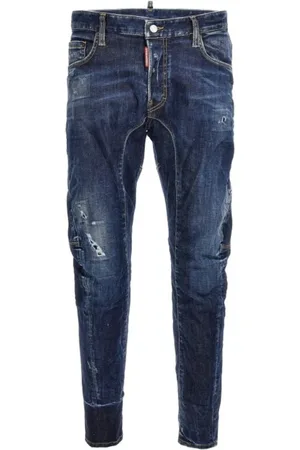 Dsquared2 Jeans, Herre, Blå, L, Bomuld, Ryddig Biker Jeans med Brugt Effekt