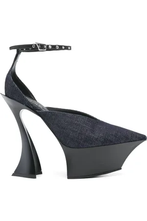 MUGLER Sko, Dame, Sort, 37 EU, Midnight Blue Buckle-Strap Sko