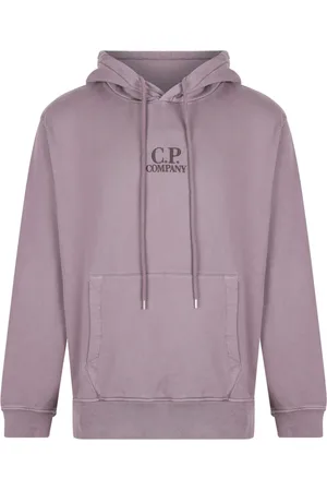 C.P. Company Sweathshirts & Hoodies, Herre, Lilla, M, Bomuld, Broderet Logo Hættetrøje Sweater
