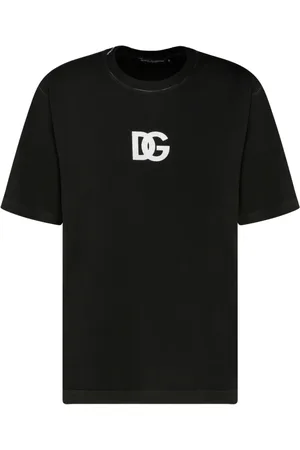Dolce & Gabbana Top, Herre, Sort, S, Bomuld, Sort Logo Print T-shirt Oversize Fit