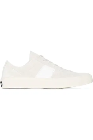 Tom Ford Sko, Herre, Hvid, 41 1/2 EU, Læder, Præget Logo Ruskind Sneakers
