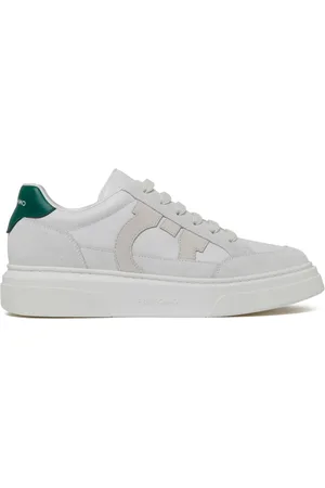 Salvatore Ferragamo Sko, Herre, Hvid, 41 1/2 EU, Læder, Hvide Grønne Cassina Lædersneakers