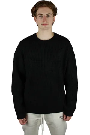 FEAR OF GOD Strik, Herre, Sort, M, Sort Heavy Waffle Crewneck