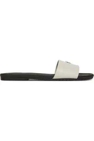 Calvin Klein Sko, Dame, Hvid, 36 EU, Læder, Hvid Flat Sandal Slide