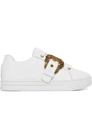 VERSACE Sko, Dame, Hvid, 40 EU, Læder, Hvide Court Sneakers 88 SK9 Stil