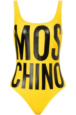 Moschino Badetøj, Dame, Gul, L, Gul Logo Print Badedragt