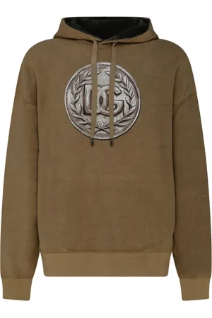 Dolce & Gabbana Sweathshirts & Hoodies, Herre, Brun, L, Bomuld, Sand Brun Logo Print Hoodie