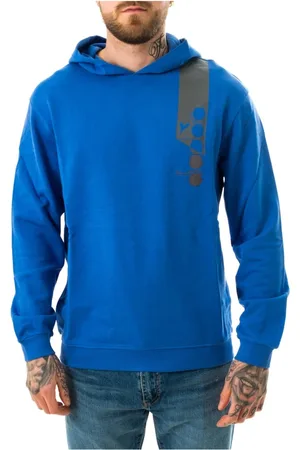 Diadora Sweathshirts & Hoodies, Herre, Blå, M, Bomuld, Blå Bomuld Hættetrøje Livsstil