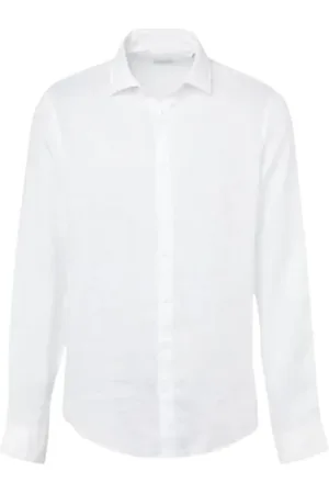 Calvin Klein Skjorte, Herre, Hvid, XL, Linned, Hvid Linned Slim Fit Skjorte