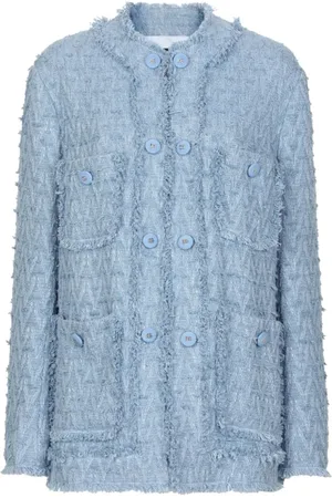 Dolce & Gabbana Jakke, Dame, Blå, XS, Bomuld, Celeste Bomuld Jakke Multitaske Lommer