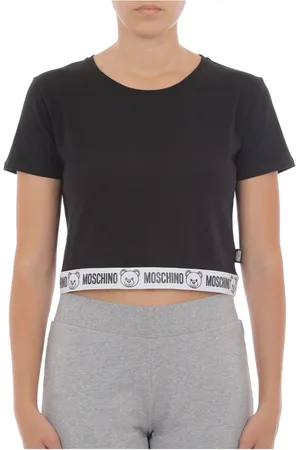 Moschino Top, Dame, Sort, L, Bomuld, Kortærmet Bjørn Bånd T-Shirt Sort