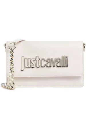 Roberto Cavalli Taske, Dame, Hvid, ONE SIZE, Uld, Metalbogstavpung med aftagelig skulderrem
