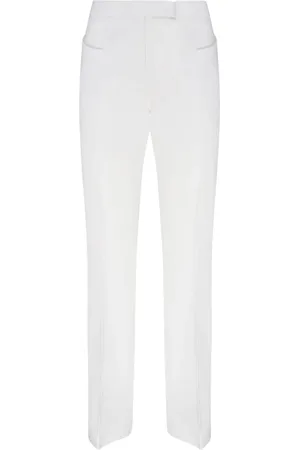 Tom Ford Bukser, Dame, Hvid, XS, Uld, Flared Kridt Hvid Uld Bukser
