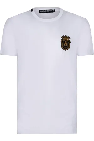 Dolce & Gabbana Top, Herre, Hvid, XL, Bomuld, Hvid T-shirt med Heraldisk Våbenskjold