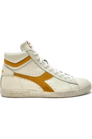 Diadora Sko, Herre, Gul, 45 EU, Læder, Hvide Læder High Top Sneakers Orange Detalje
