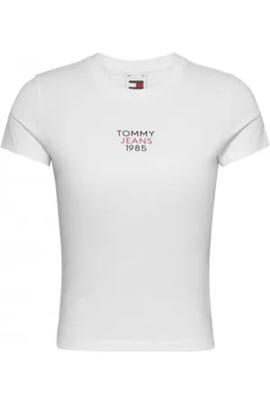 Tommy Hilfiger Top, Dame, Hvid, M, Bomuld, Hvid T-shirt med Crew Neck