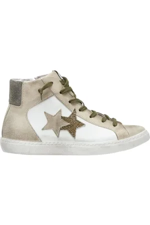 2STAR Sko, Herre, Hvid, 44 EU, Læder, Hvide Høje Top Læder Sneakers