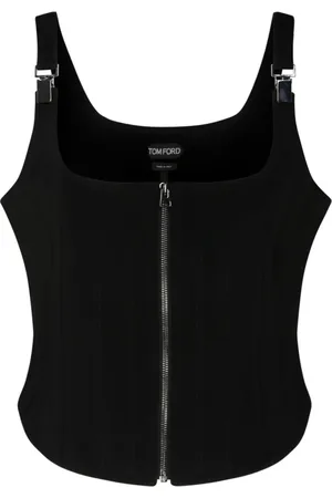 Tom Ford Top, Dame, Sort, S, Uld, Sort Silke Korset Top