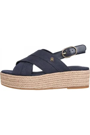 Tommy Hilfiger Sko, Dame, Blå, 36 EU, Denim, Denim Platform Sandal Espadrille