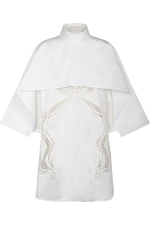 Jil Sander Kjole, Dame, Hvid, S, Uld, Mælk Poplin Top med Broderet Detalje