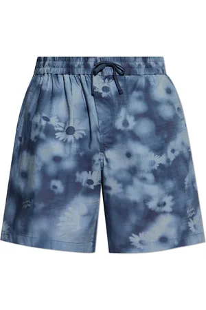 Maison Kitsuné Shorts, Herre, Blå, XS, Bomuld, Shorts med blomstermotiv