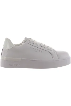 GAËLLE Sko, Dame, Hvid, 40 EU, Læder, Hverdags Logo Print Hvide Sneakers Kvinder