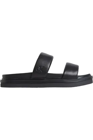Calvin Klein Sko, Herre, Sort, 44 EU, Uld, Sorte Dobbelt Flade Sandaler