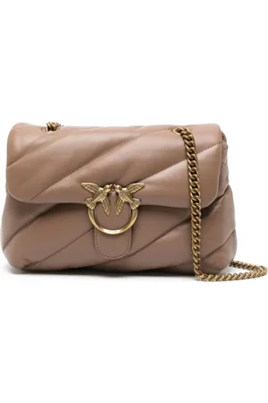 Pinko Taske, Dame, Brun, ONE SIZE, Uld, Quiltet Love Birds Skuldertaske