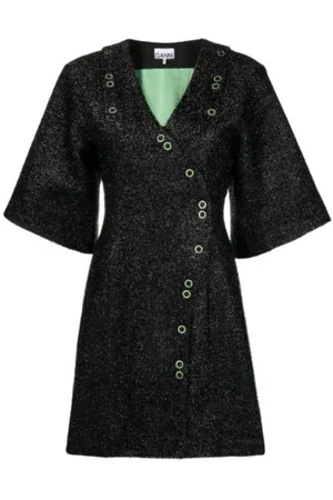 Ganni Kjole, Dame, Sort, XS, Polyester, Sort Glitrende Minikjole