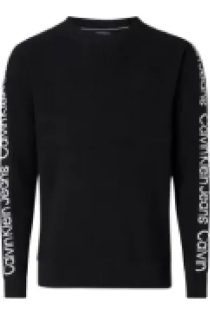 Calvin Klein Sweathshirts & Hoodies, Herre, Sort, L, Bomuld, Logo Tape Crew Neck Sweater Sort