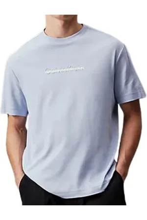 Calvin Klein Top, Herre, Blå, XL, Bomuld, Lys Blå Logo Print T-Shirt
