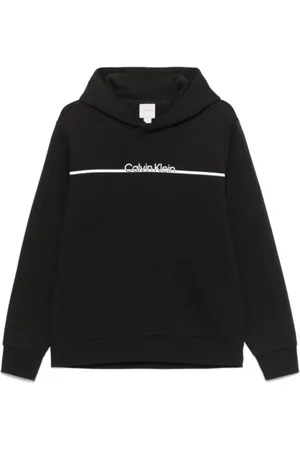 Calvin Klein Sweathshirts & Hoodies, Herre, Sort, S, Bomuld, Sort Logo Print Hættetrøje Sweater