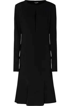 Tom Ford Kjole, Dame, Sort, XS, Uld, Sort Stretch Midi Kjole med Cut-Out