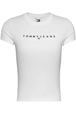 Tommy Hilfiger Top, Dame, Hvid, M, Bomuld, Hvid T-shirt med broderet logo