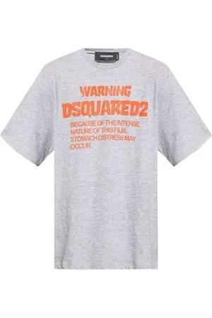 Dsquared2 Top, Herre, Grå, 2XL, Bomuld, Grå Logo Print T-Shirt