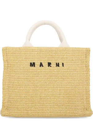 Marni Taske, Dame, , ONE SIZE, Bomuld, Brun Bomuldshåndtaske med Logo
