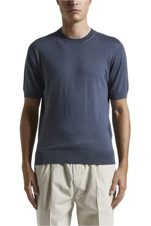 PESERICO SIGN Strik, Herre, Blå, 2XL, Bomuld, Silke og bomulds t-shirt