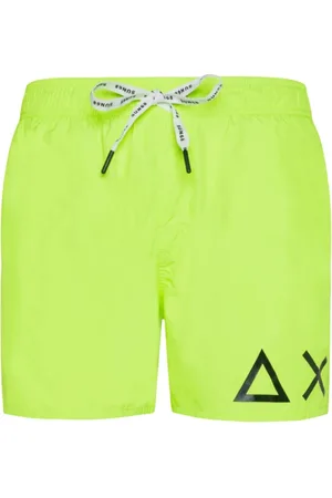 sun68 Badetøj, Herre, Grøn, 2XL, Gul Strand Shorts med Stor Logo