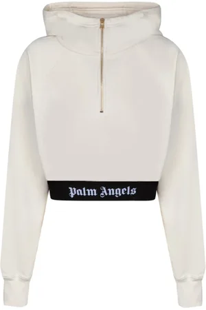 Palm Angels Sweathshirts & Hoodies, Dame, , XS, Bomuld, Lys Cropped Hoodie