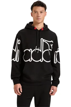 Diadora Sweathshirts & Hoodies, Herre, Sort, M, Sort Unisex Hættetrøje med Justerbar Hætte